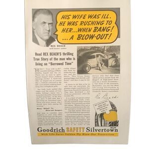 Vintage 1937 Goodrich Tires Rex Beach’s True Story Ad Advertisement
